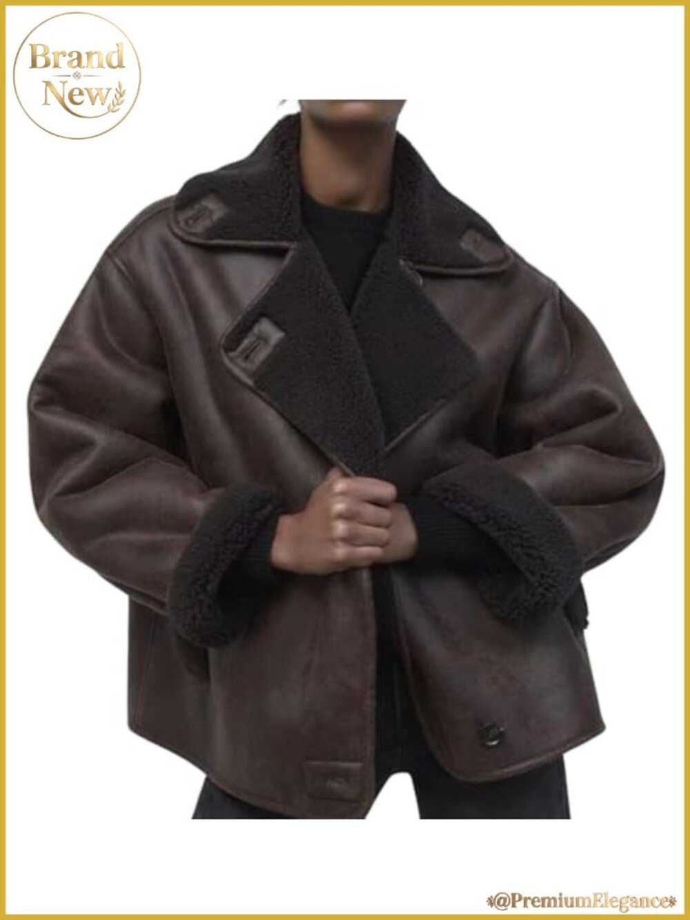 Oversized Sherpa Lined Faux Suede Moto Jacket Winter